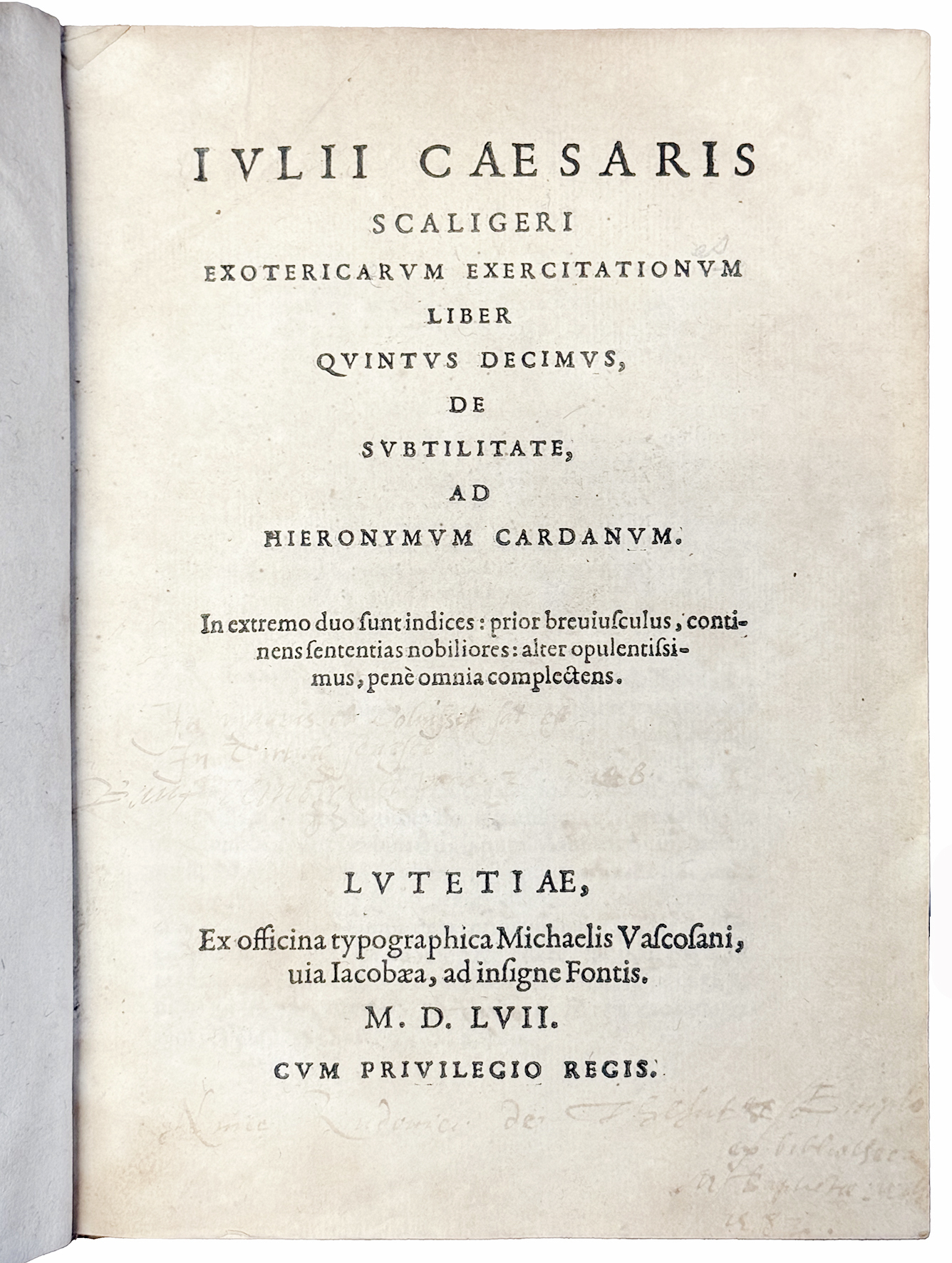 [...] Exotericarum exercitationum liber quintus decimus, de subtilitate, ad Hieronymum …