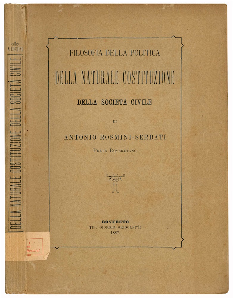 Filosofia della politica. Della naturale costituzione della società civile.