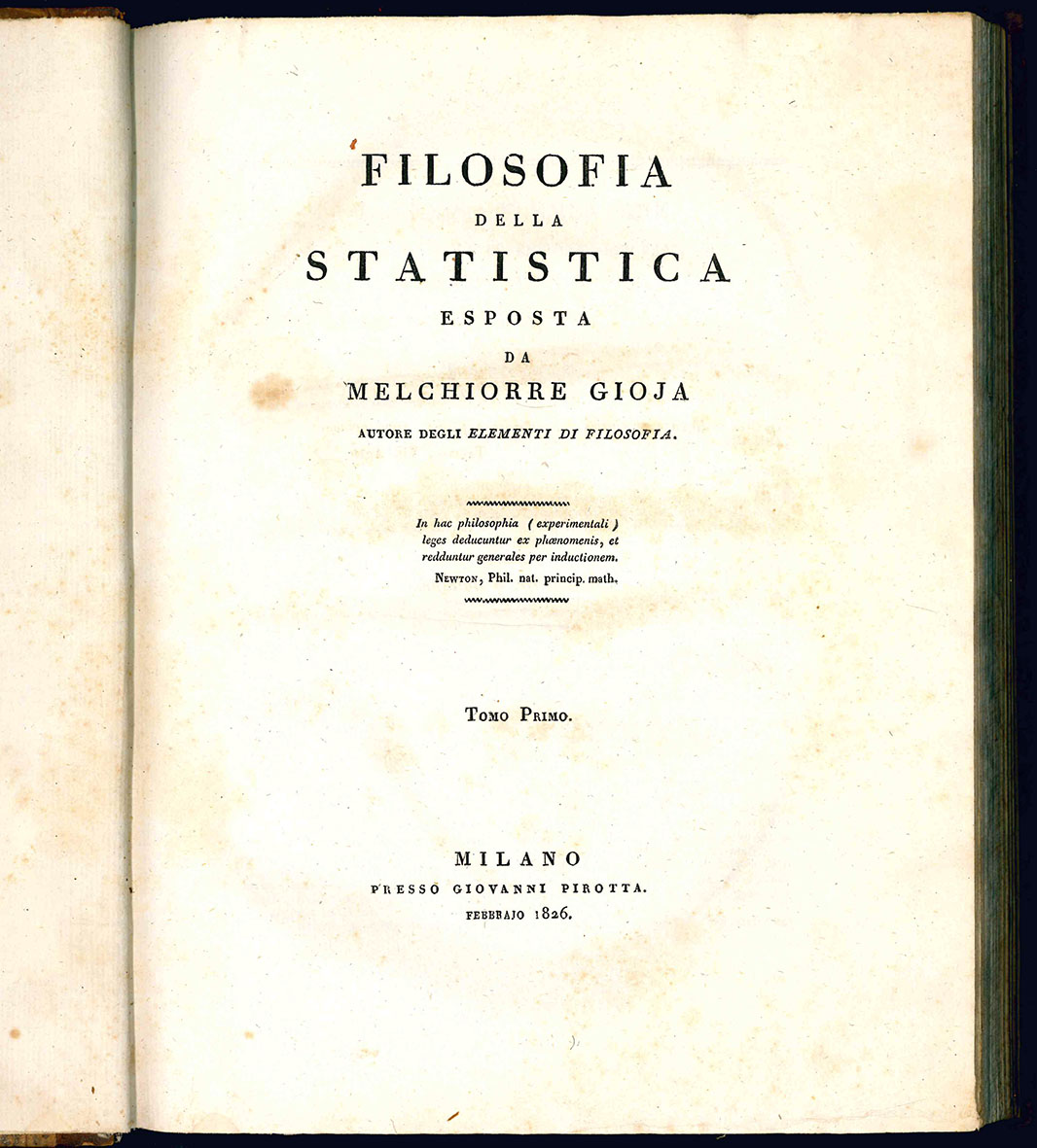 Filosofia della statistica esposta da Melchiorre Gioja autore degli Elementi …