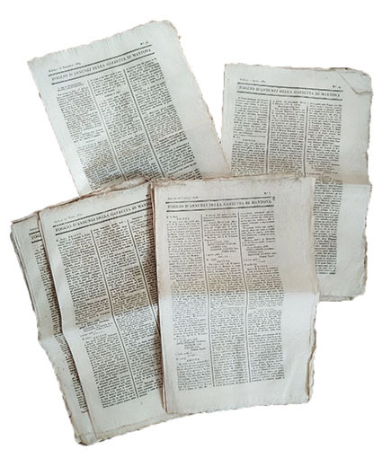 Foglio d'annunzj della Gazzetta di Mantova. Lotto di 18 numeri …