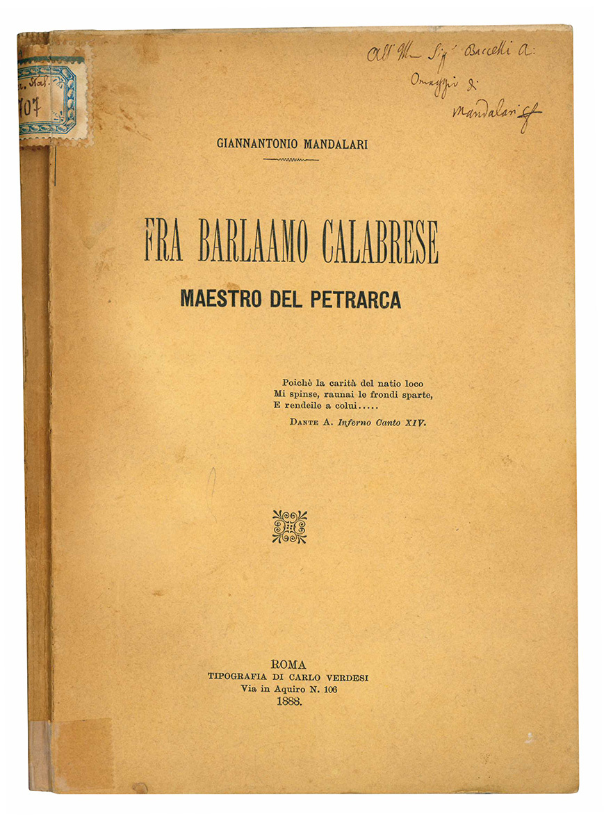 Fra Barlaamo calabrese maestro del Petrarca.