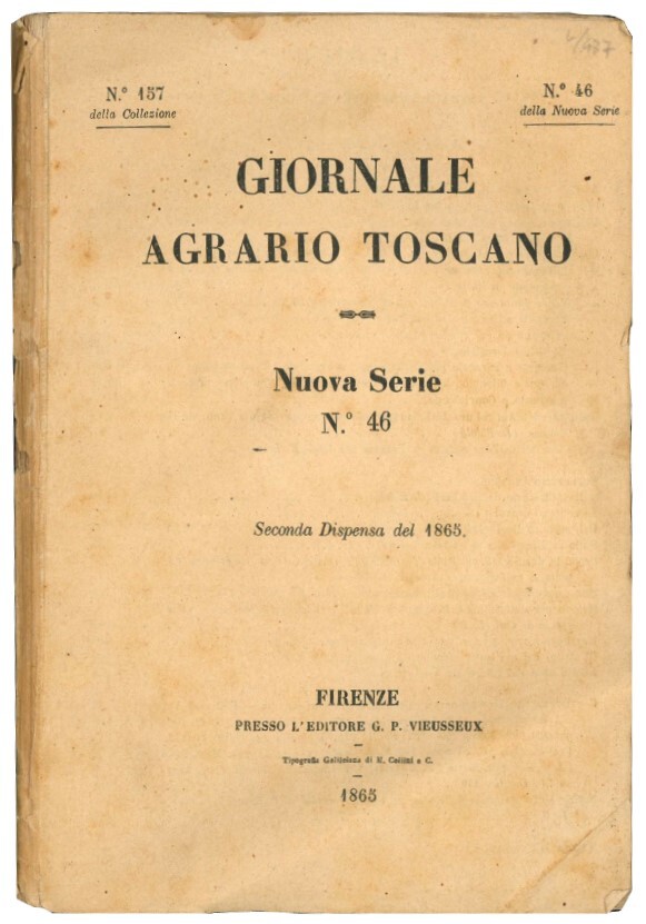 Giornale agrario toscano. Nuova serie n. 46. Seconda dispensa del …