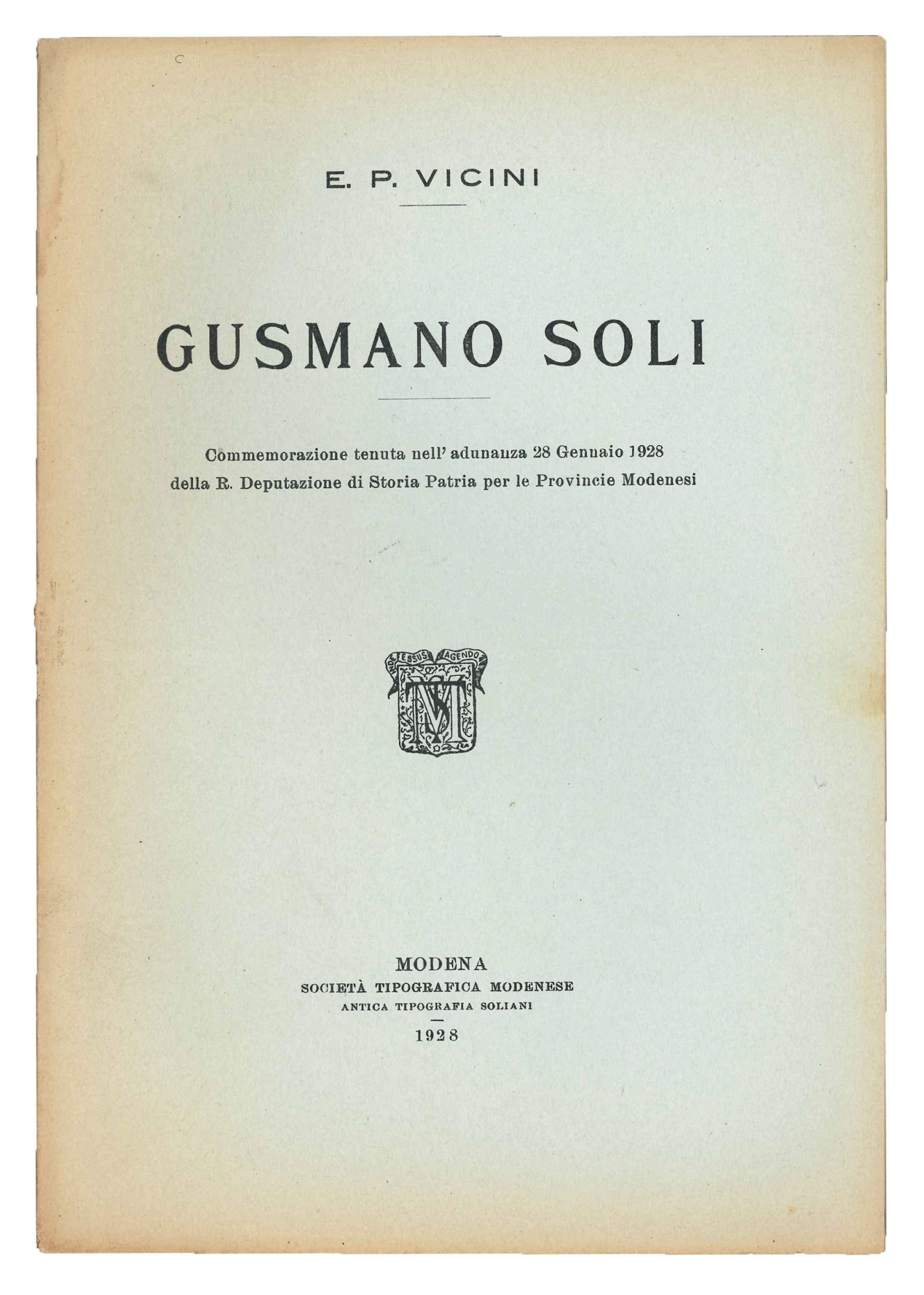 Gusmano Soli. Commemorazione tenuta nell'adunanza 28 gennaio 1928 della R. …