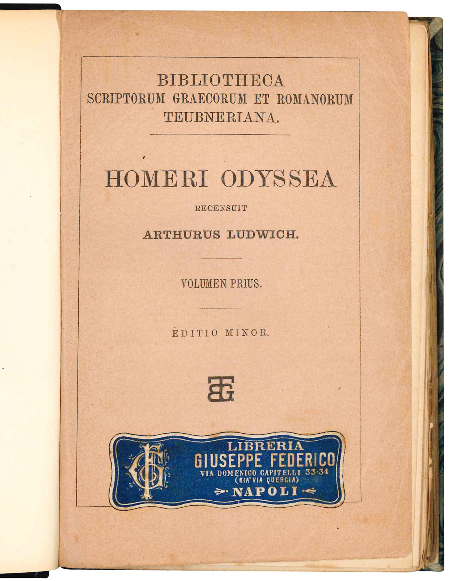 Homeri Odyssea recensuit Arthurus Ludwich. Volumen prius (-alterum). Editio minor.