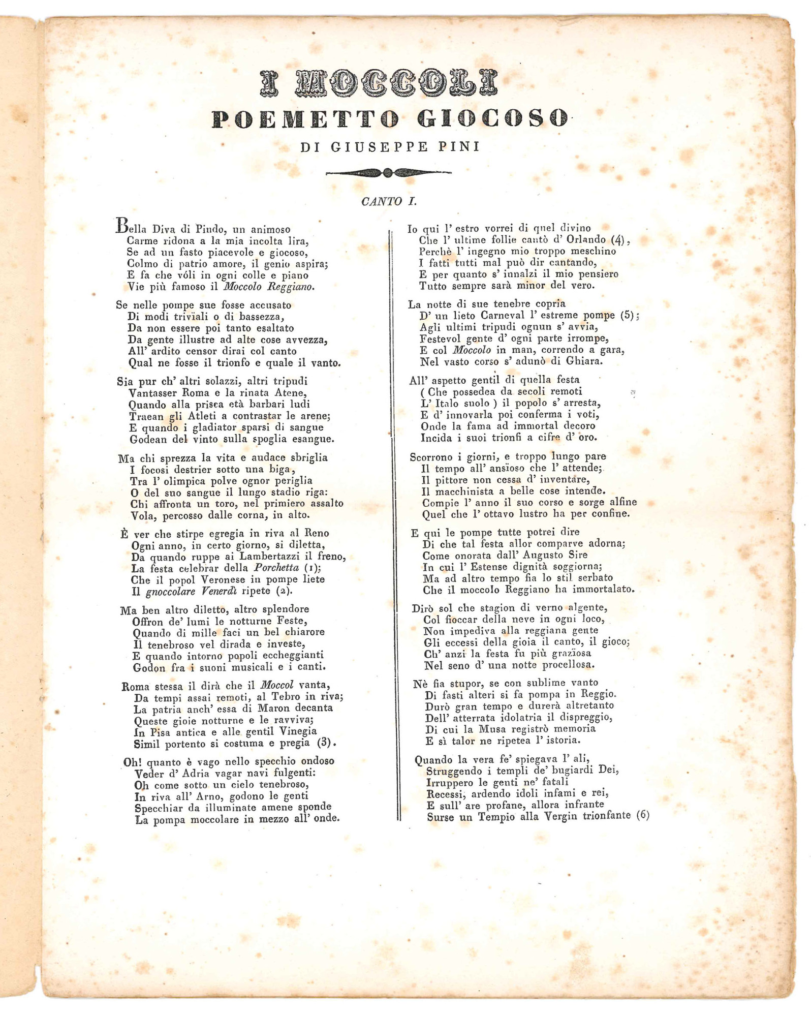 I moccoli. Poemetto giocoso.