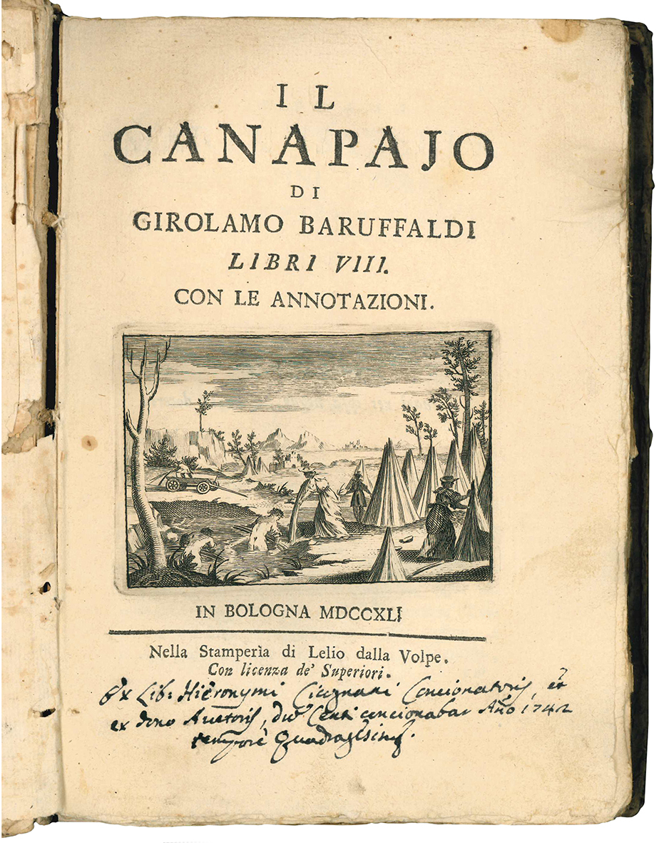 Il canapajo di Girolamo Baruffaldi libri 8. Con le annotazioni.