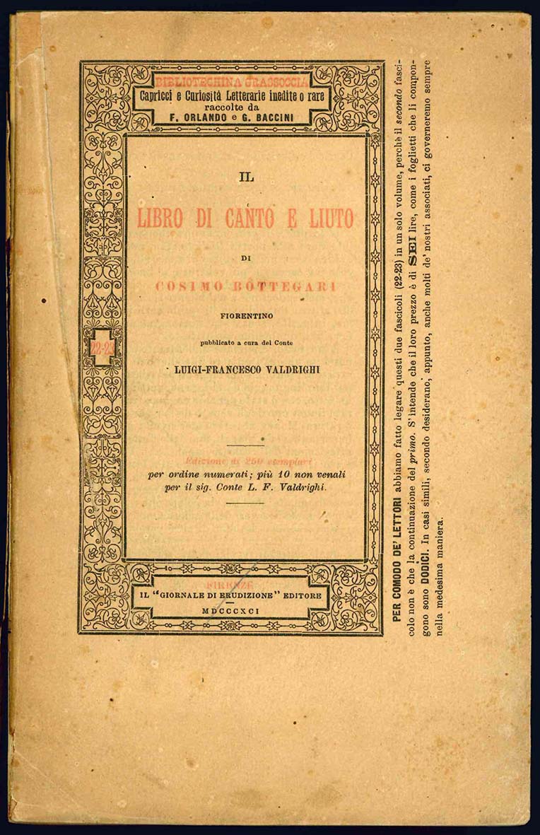 Il libro di canto e di liuto di Cosimo Bottegari …