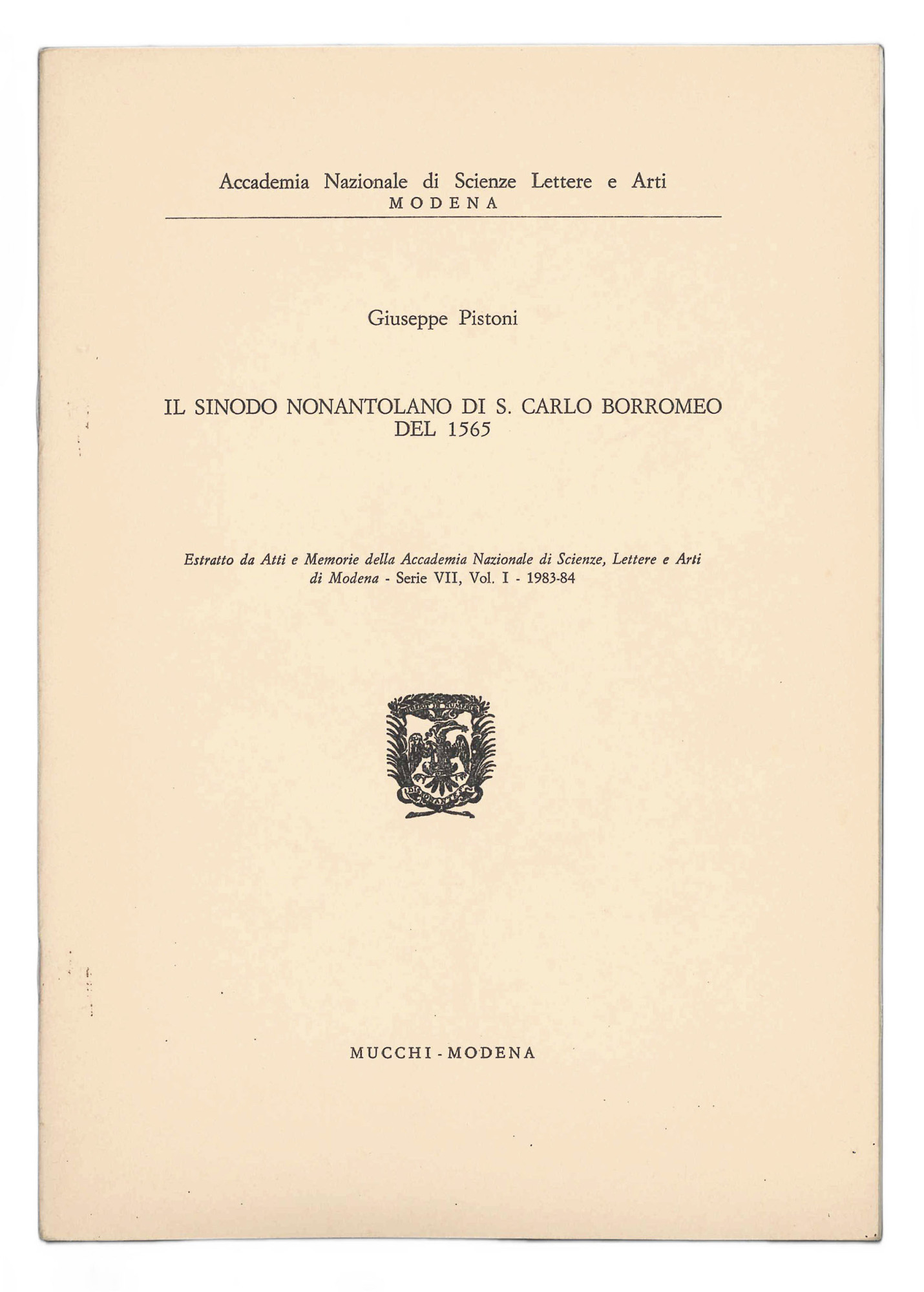 Il sinodo nonantolano di s. Carlo Borromeo del 1565.