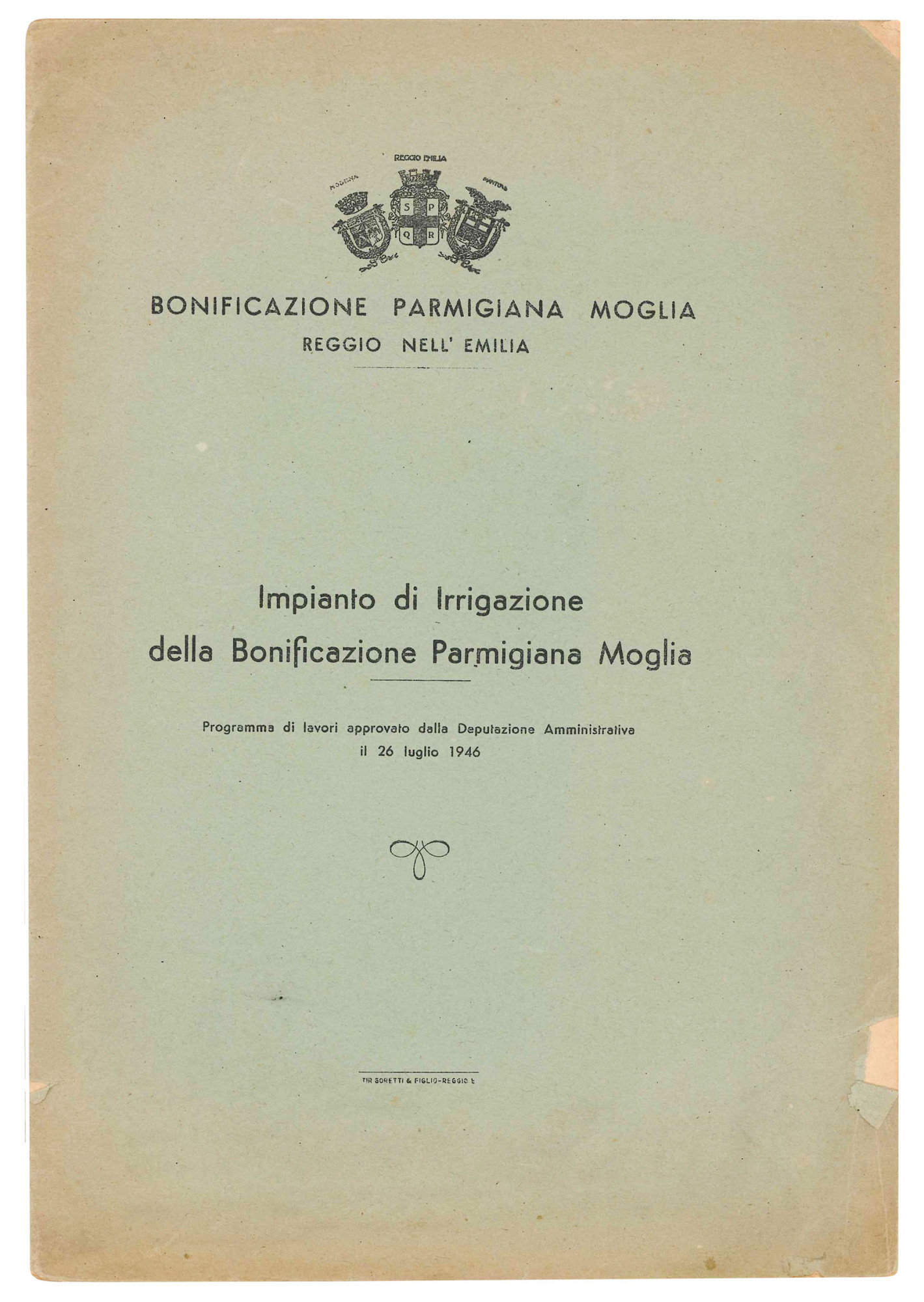 Impianto di Irrigazione della Bonificazione Parmigiana Moglia. Programma di lavori …