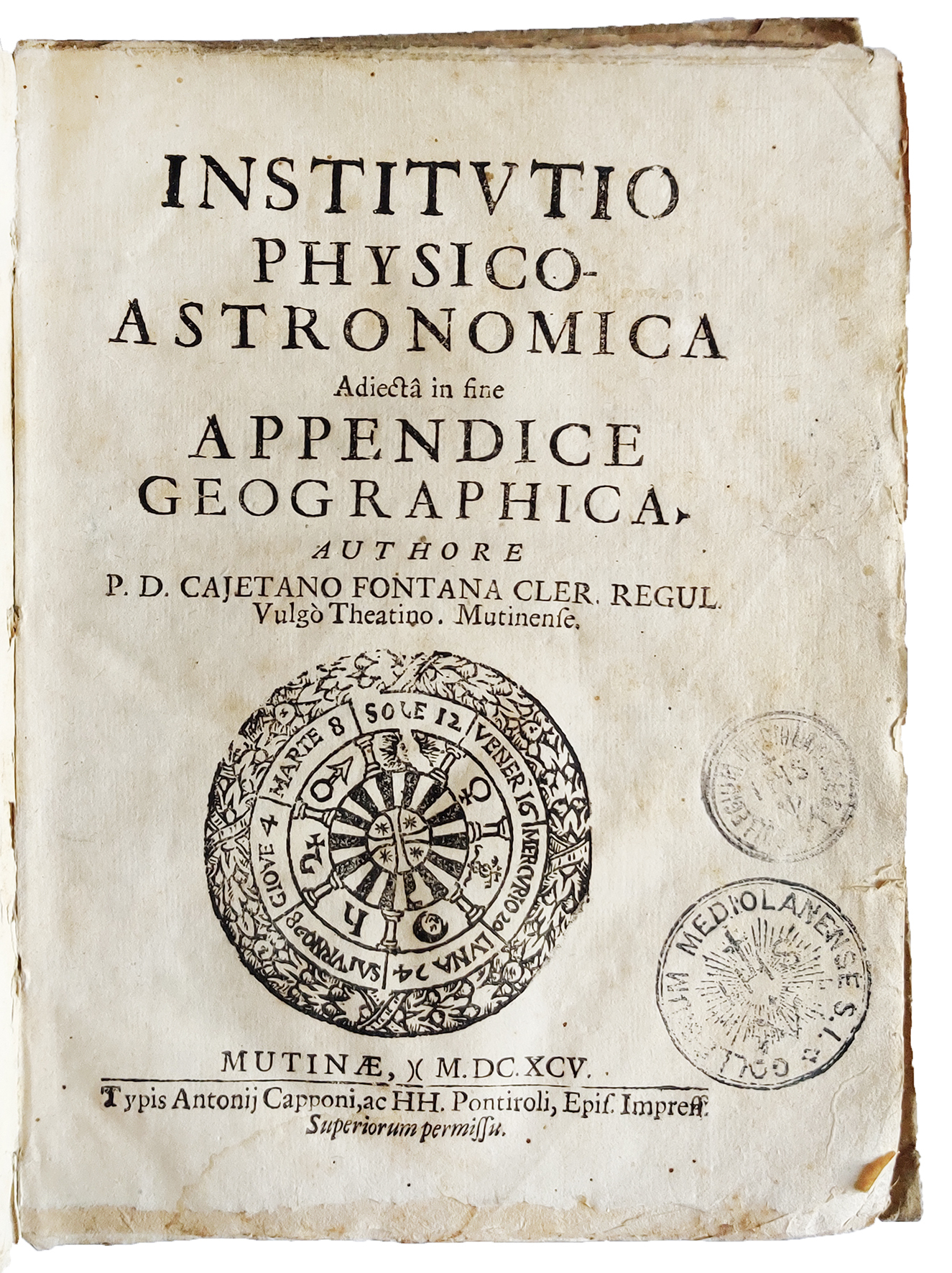 Institutio physico-astronomica adiecta in fine appendice geographica. Authore P.D. Cajetano …