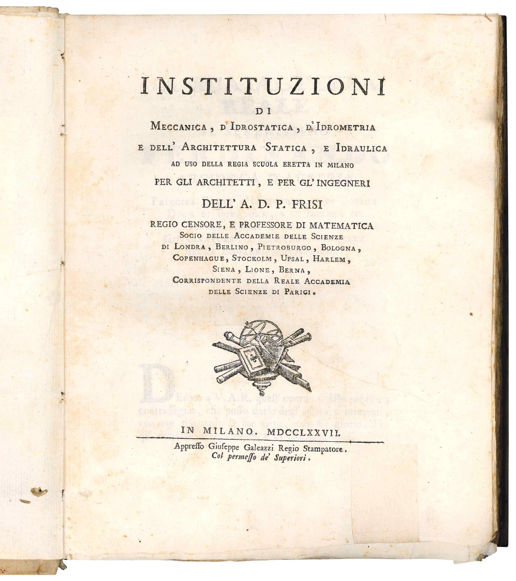 Instituzioni di meccanica, d'idrostatica, d'idrometria e dell'architettura statica, e idraulica …