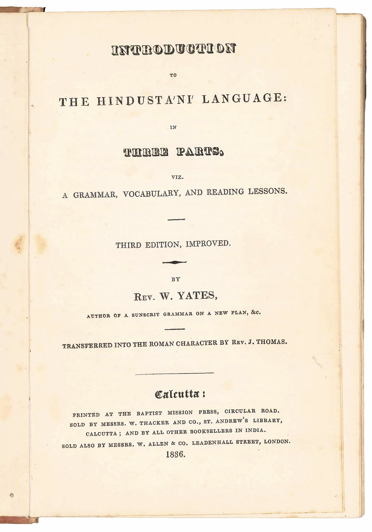 Introduction to the Hindustání language: in three parts, viz. a …