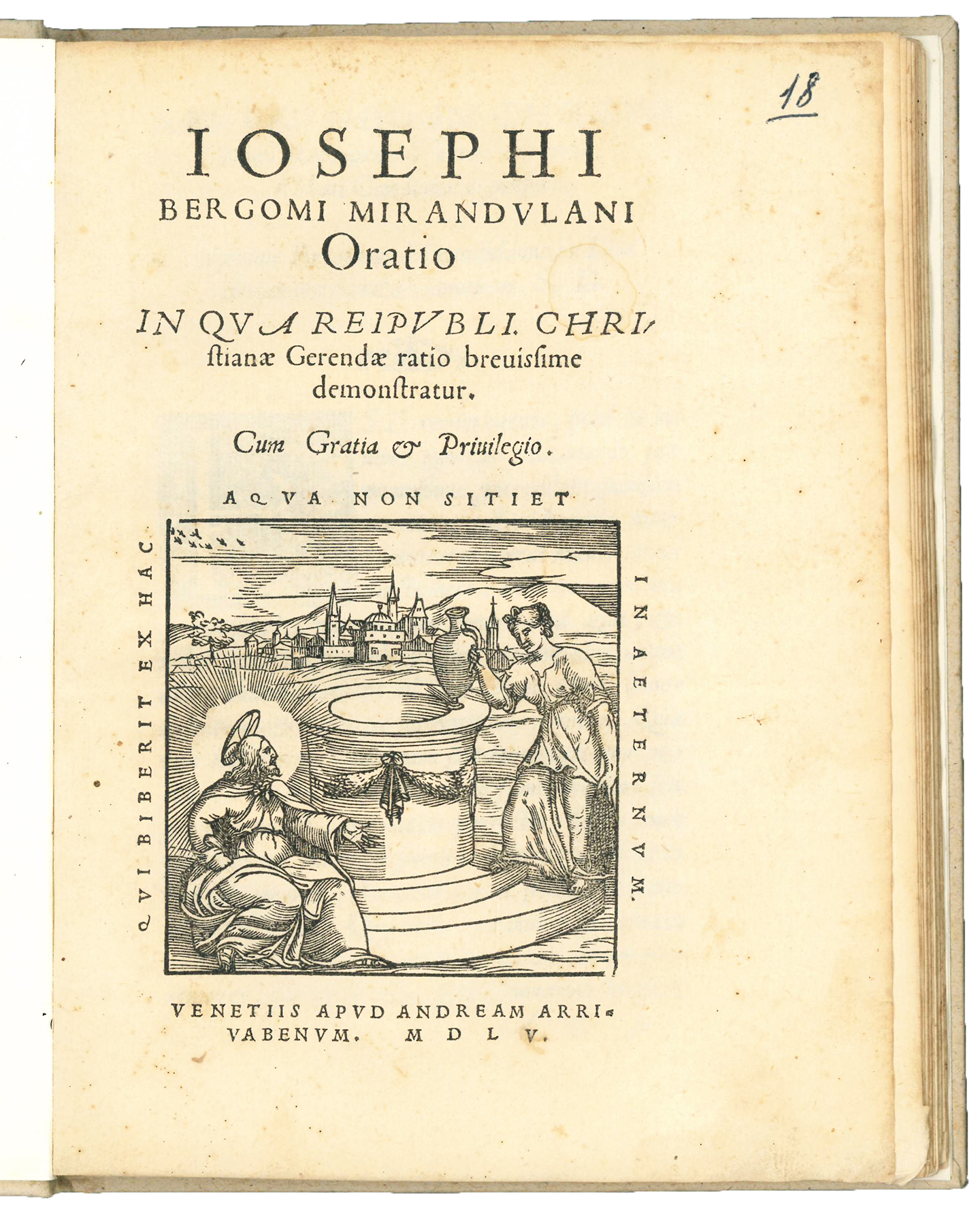 Iosephi Bergomi Mirandulani oratio in qua Reipubli Christianae Gerendae ratio …