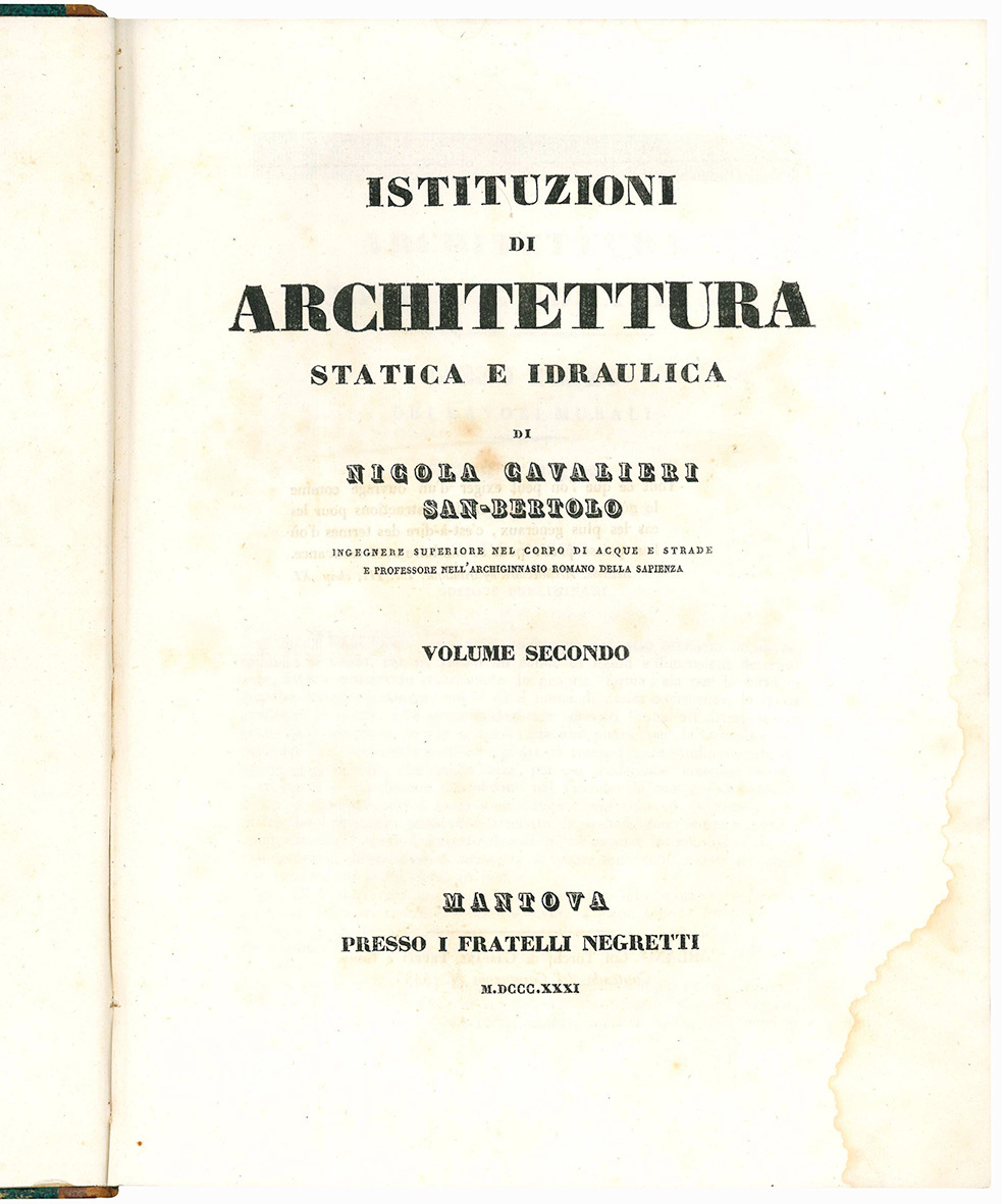 Istituzioni di architettura statica e idraulica [...] Volume secondo