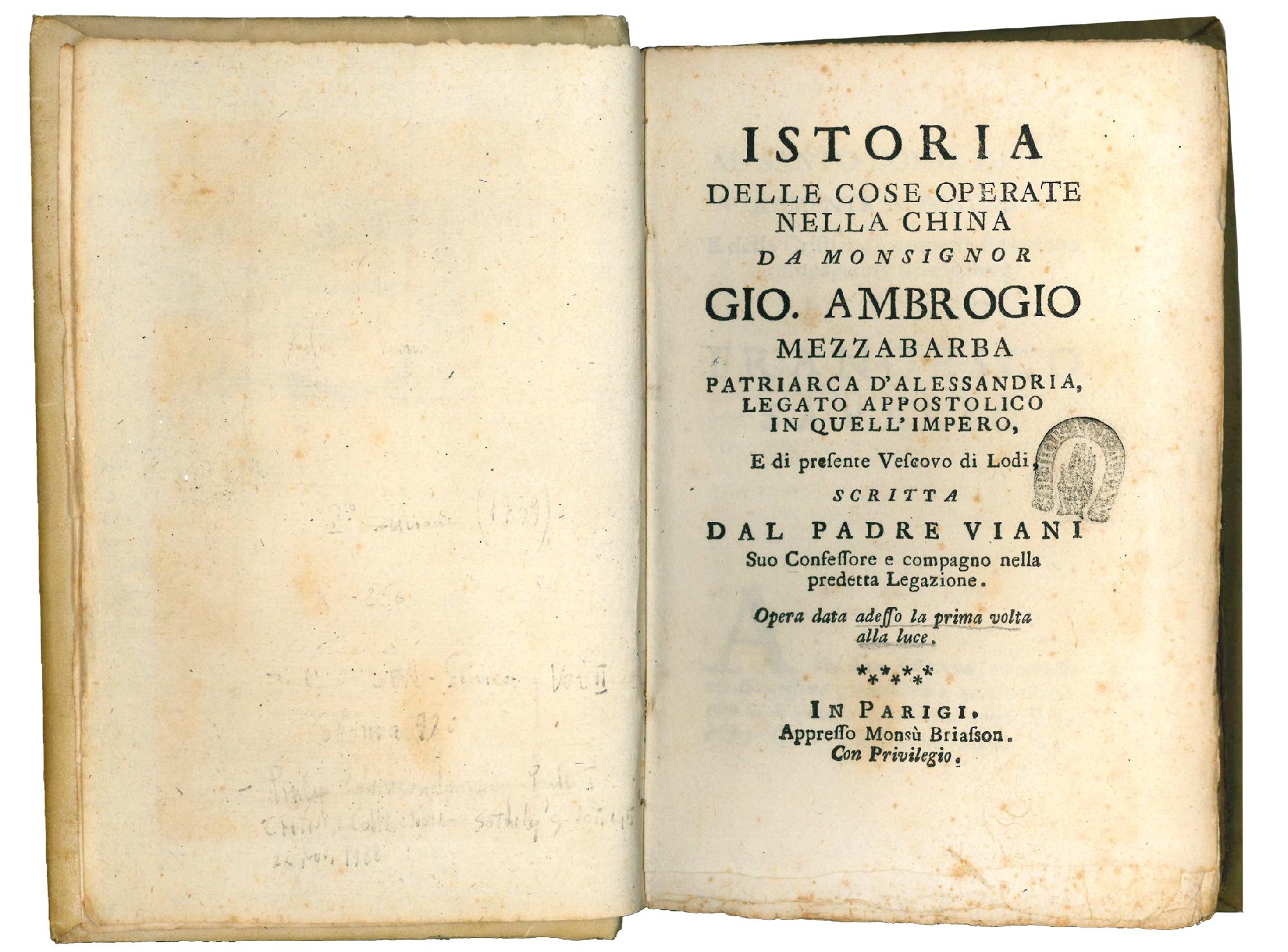 Istoria delle cose operate nella China da monsignor Gio. Ambrogio …