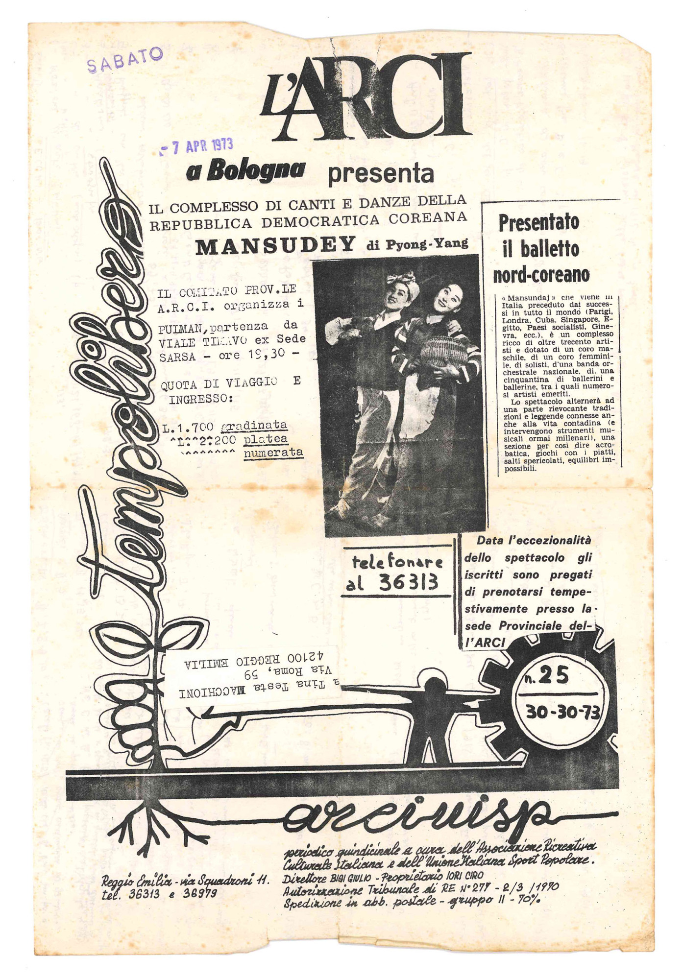 L'Arci a Bologna presenta 'Il complesso di canti e danze …