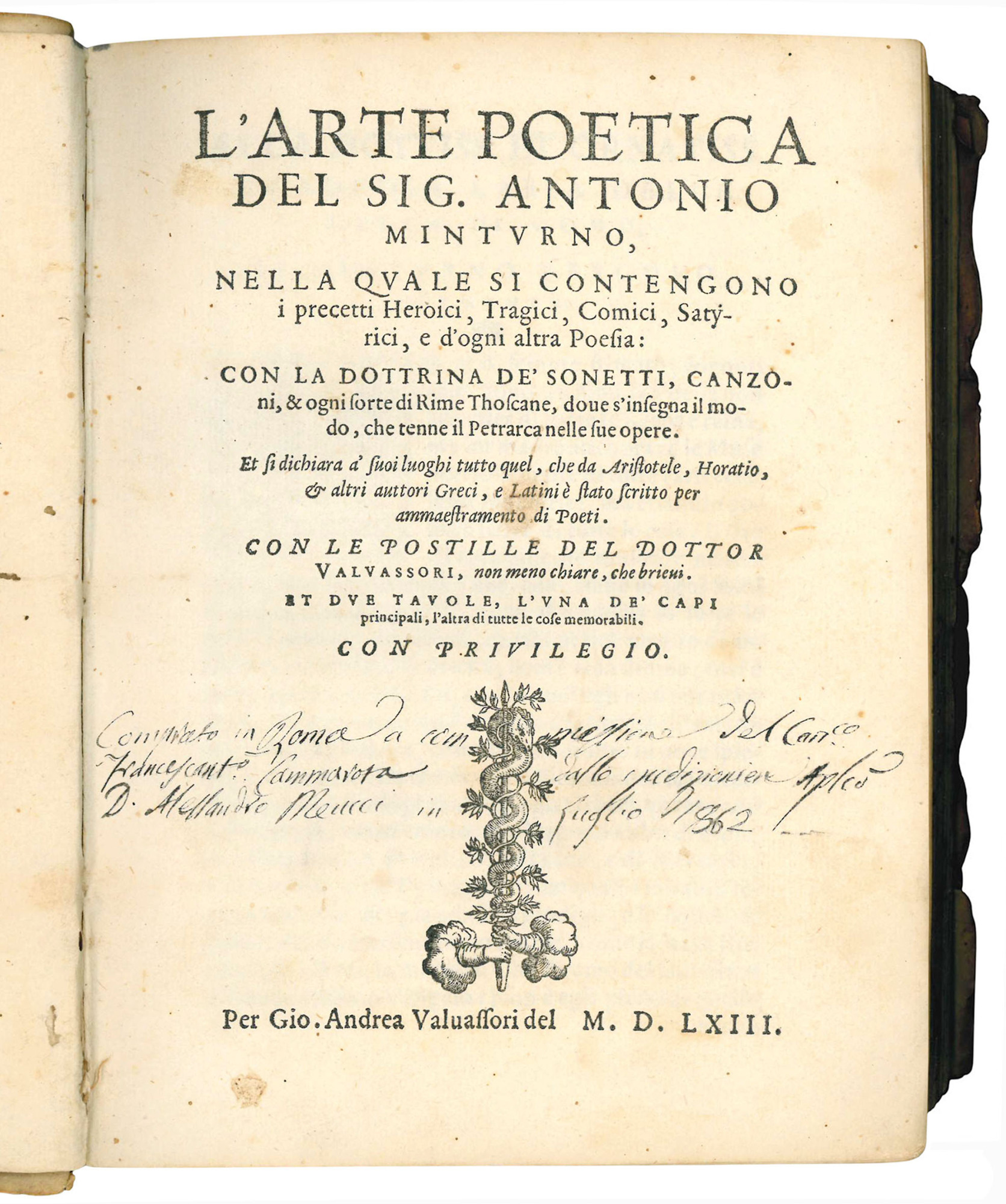L'arte poetica del Sig. Antonio Minturno, nella quale si contengono …
