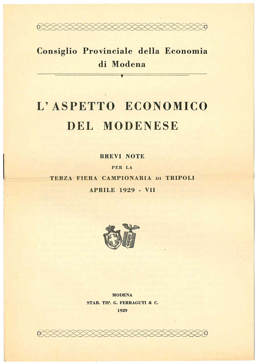 L'aspetto economico del Modenese. Brevi note per la terza fiera …