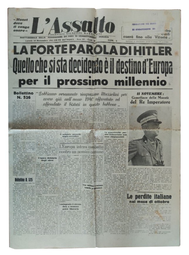 L'assalto: bisettimanale della federazione dei fasci di combattimento - Perugia.