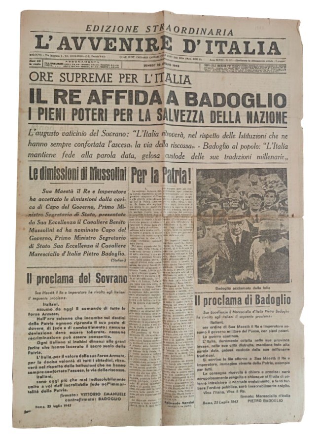 L'avvenire d'Italia. Edizione straordinaria.