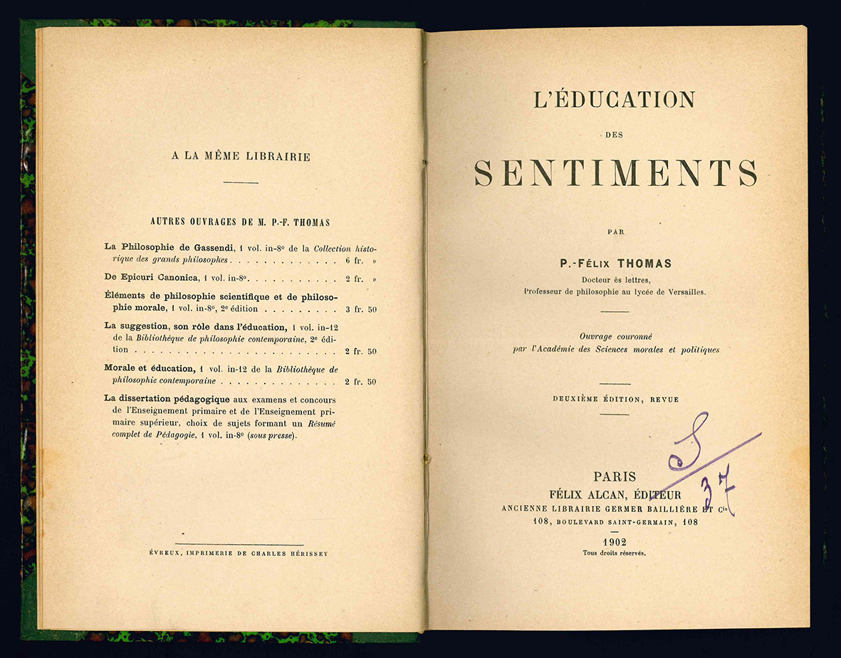 L'éducation des sentiments. Deuxième édition, revue.