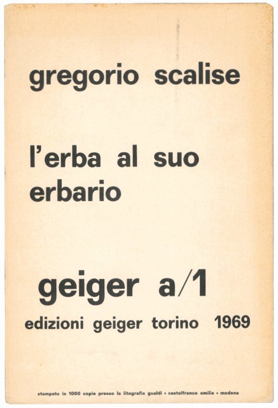 L'erba al suo erbario. Geiger a/1.