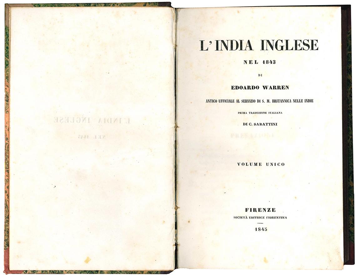 L'India inglese nel 1843 di Edoardo Warren antico ufficiale al …