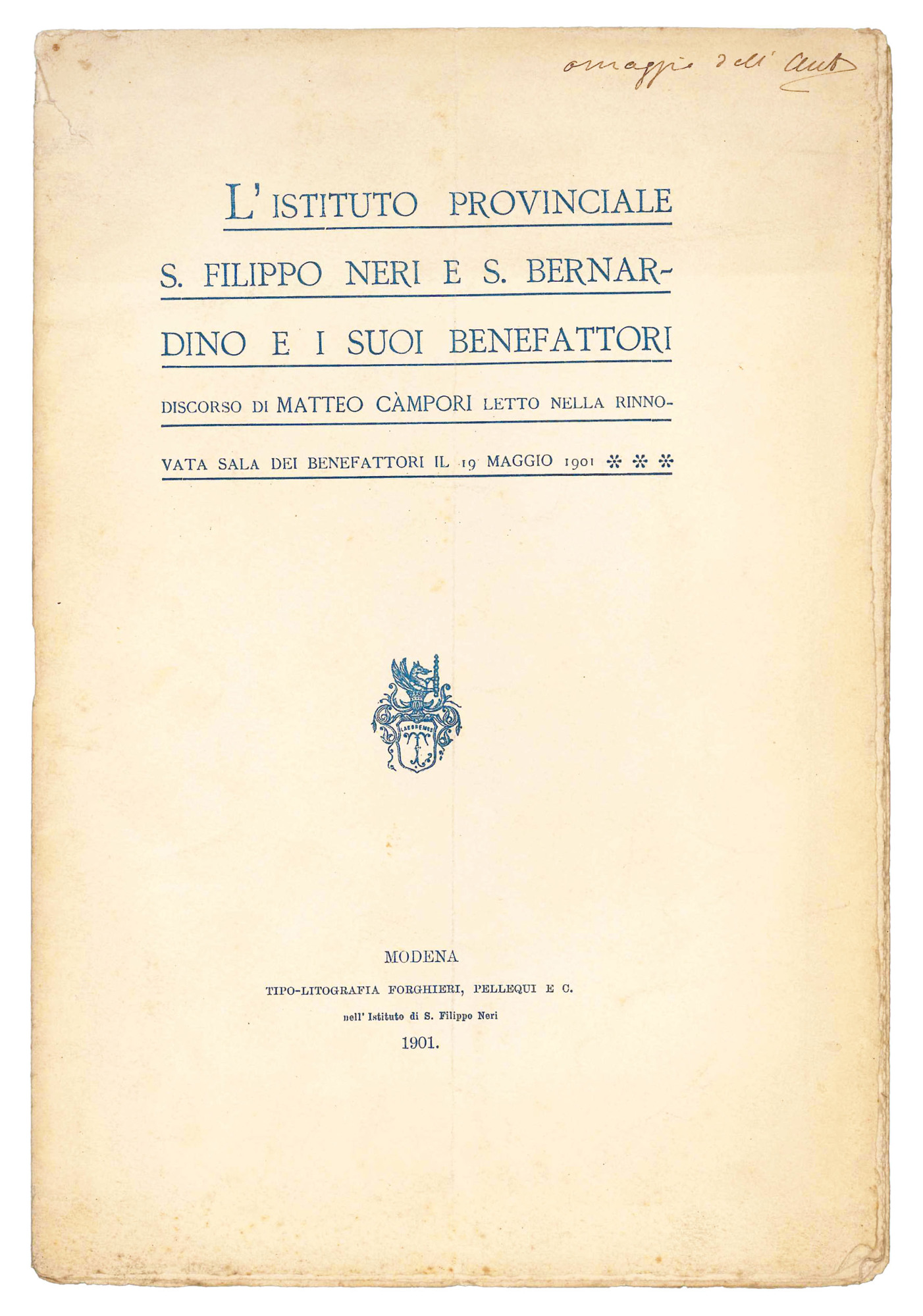 L'Istituto provinciale S. Filippo Neri e S. Bernardino e i …