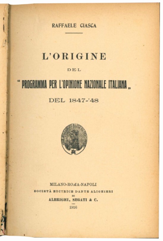 L'origine del "programma per l'opinione nazione italiana" del 1847-48.