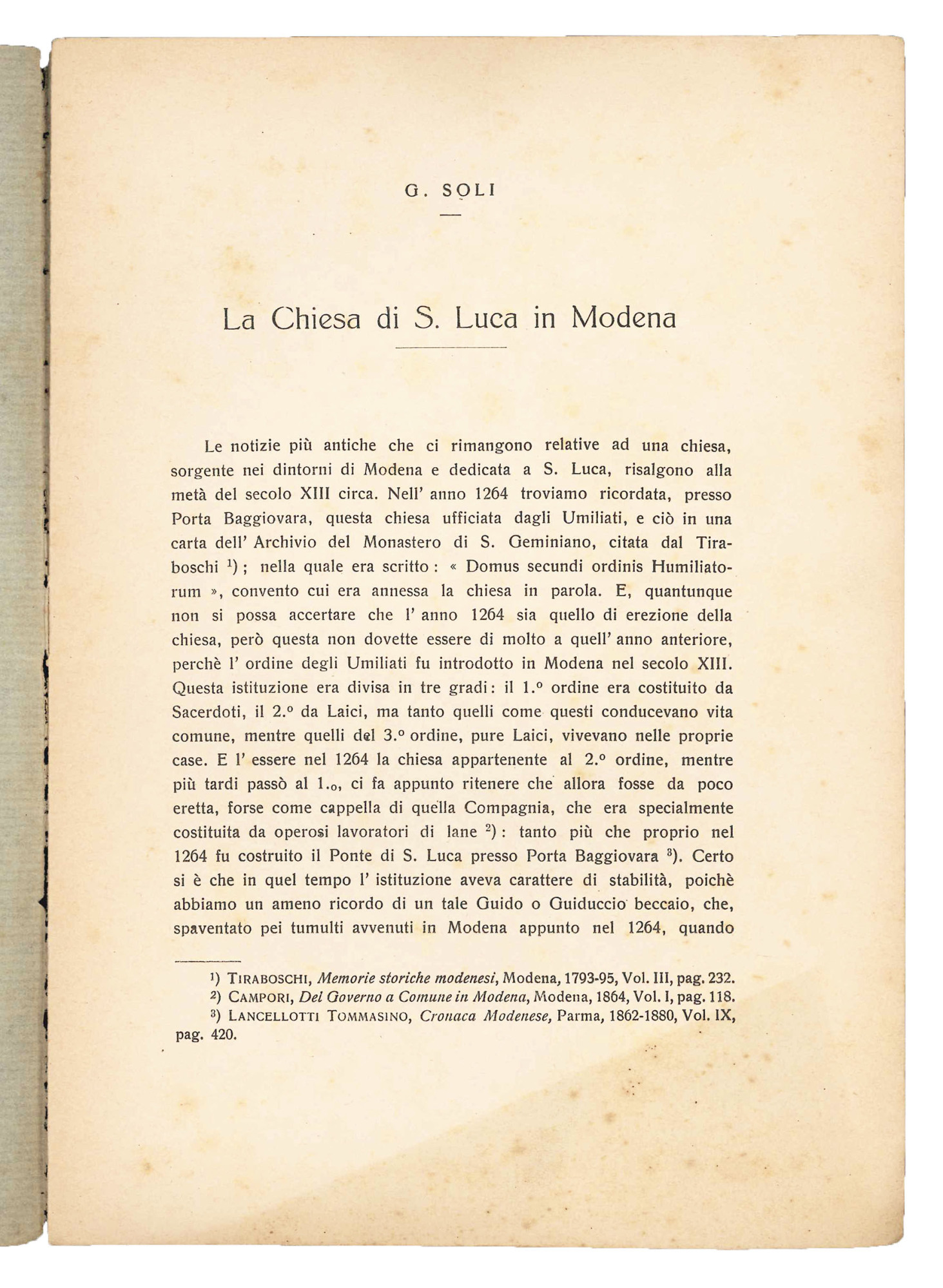 La chiesa di S. Luca in Modena.