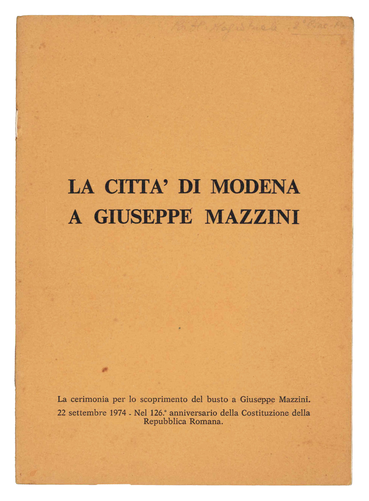La citta di Modena a Giuseppe Mazzini. La cerimonia per …