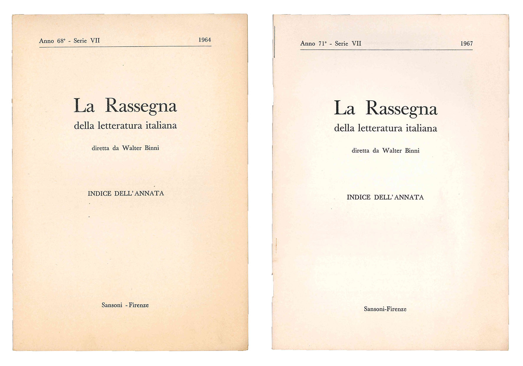 La rassegna della letteratura italiana. Lotto di 12 fascicoli: 1953, …