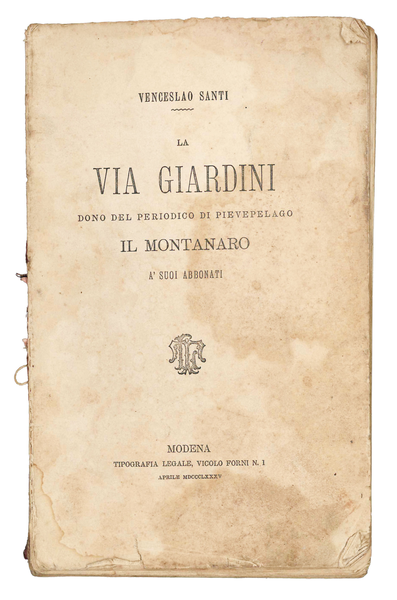 La via Giardini. Dono del periodico di Pievepelago Il montanaro …