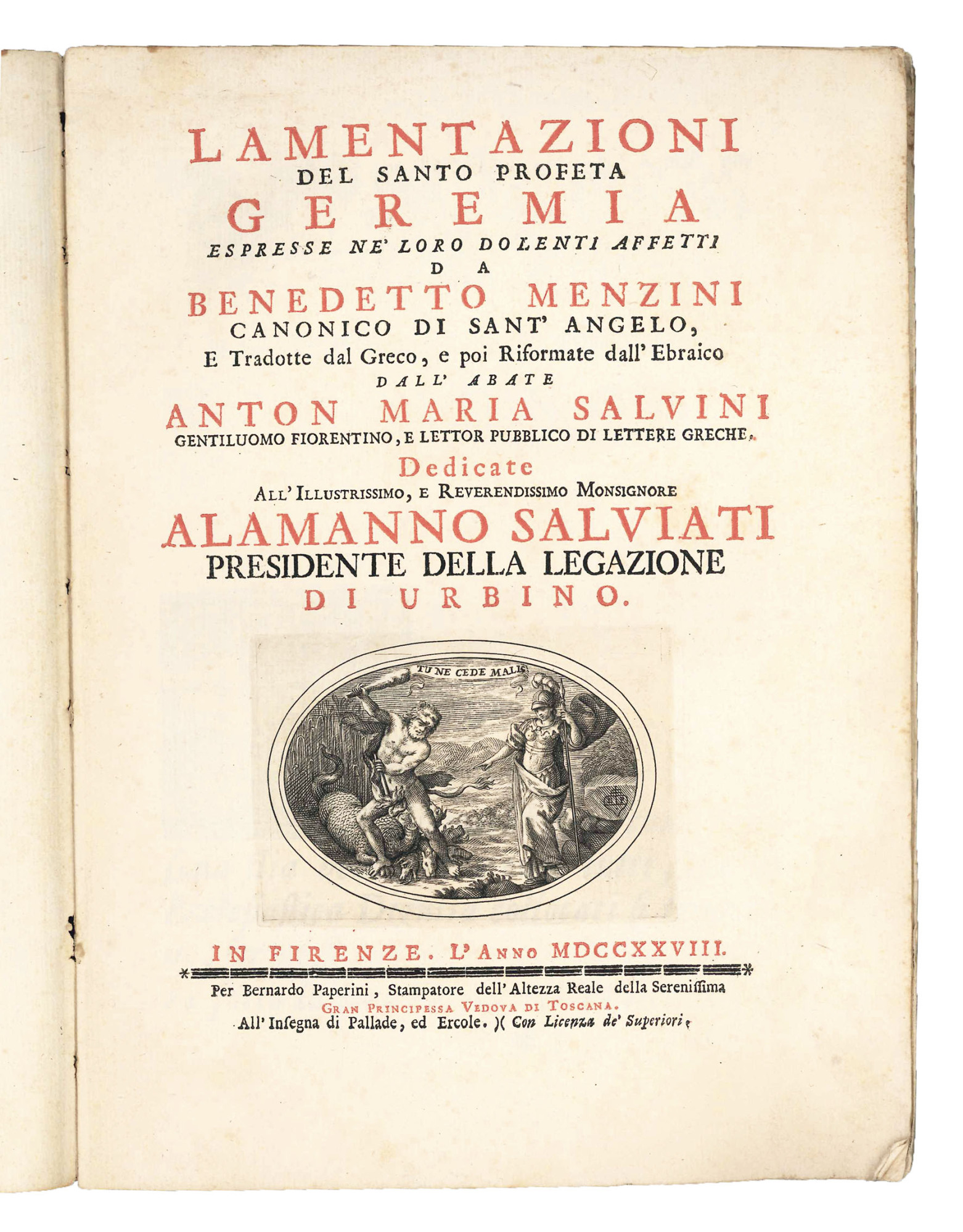 Lamentazioni del santo profeta Geremia espresse ne' loro dolenti affetti …