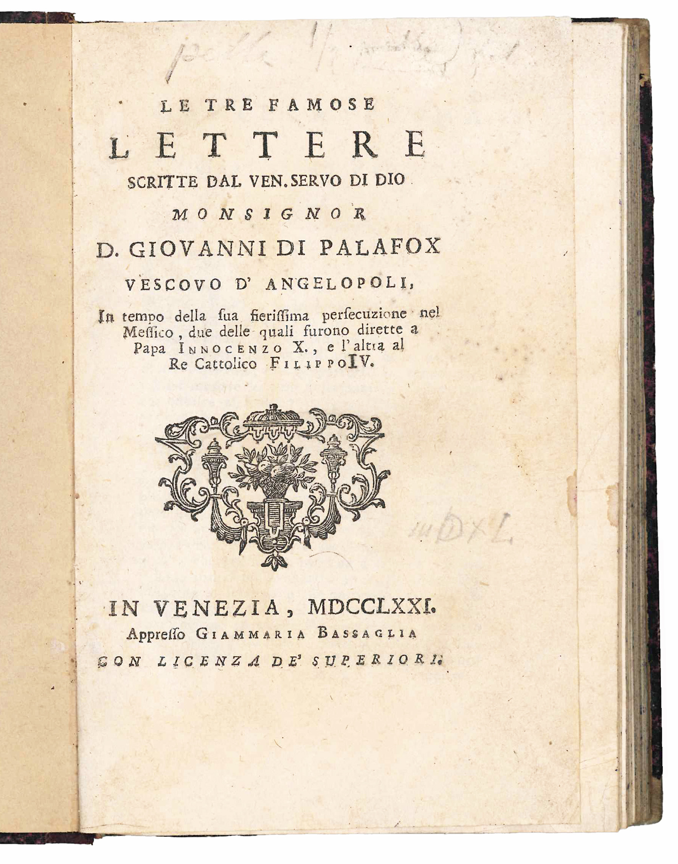 Le tre famose lettere scritte dal Ven. Servo di Dio …