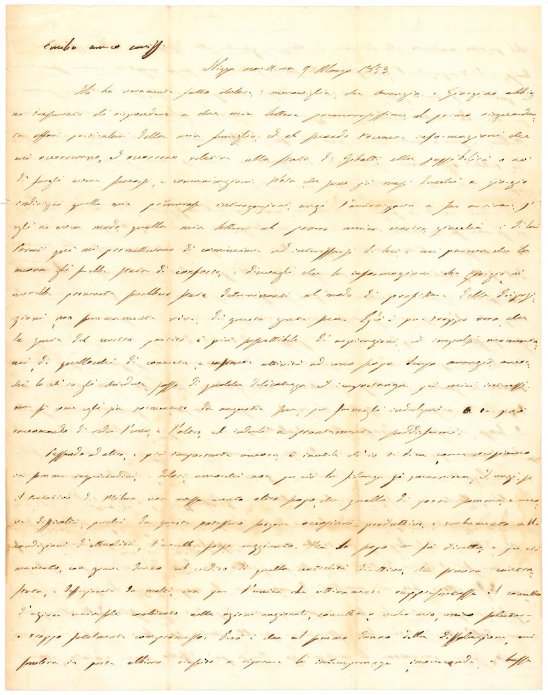 Lettera autografa firmata indirizzata ad un non meglio specificato "Emilio …