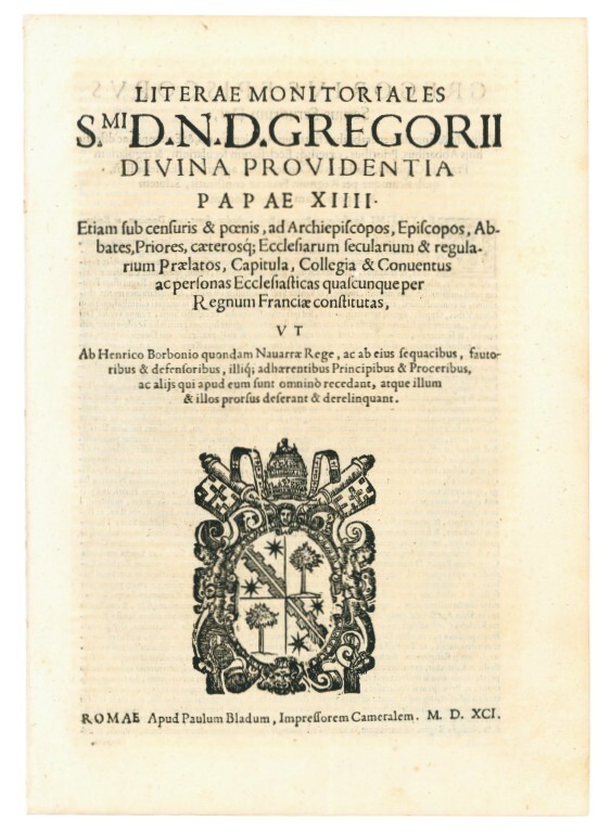 Literae monitoriales S.mi d.n.d. Gregorii divina providentia papae XIIII. Etiam …