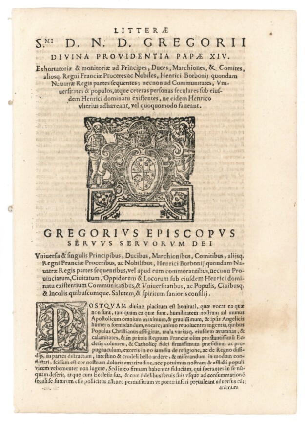 Litterae S.mi D.N.D. Gregorii divina providentia Papae XIV exhortatoriae &amp; …