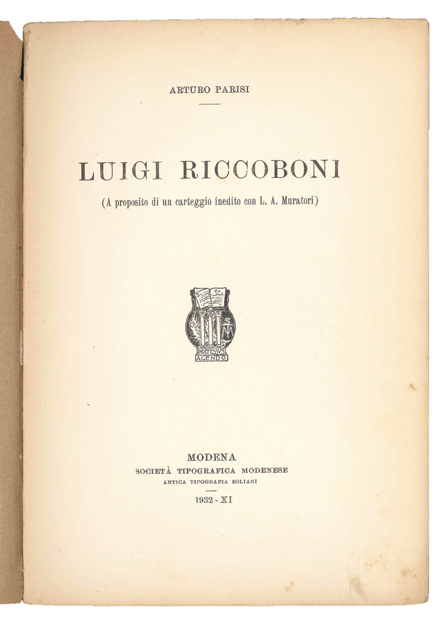 Luigi Riccoboni (A proposito di un carteggio inedito con L. …