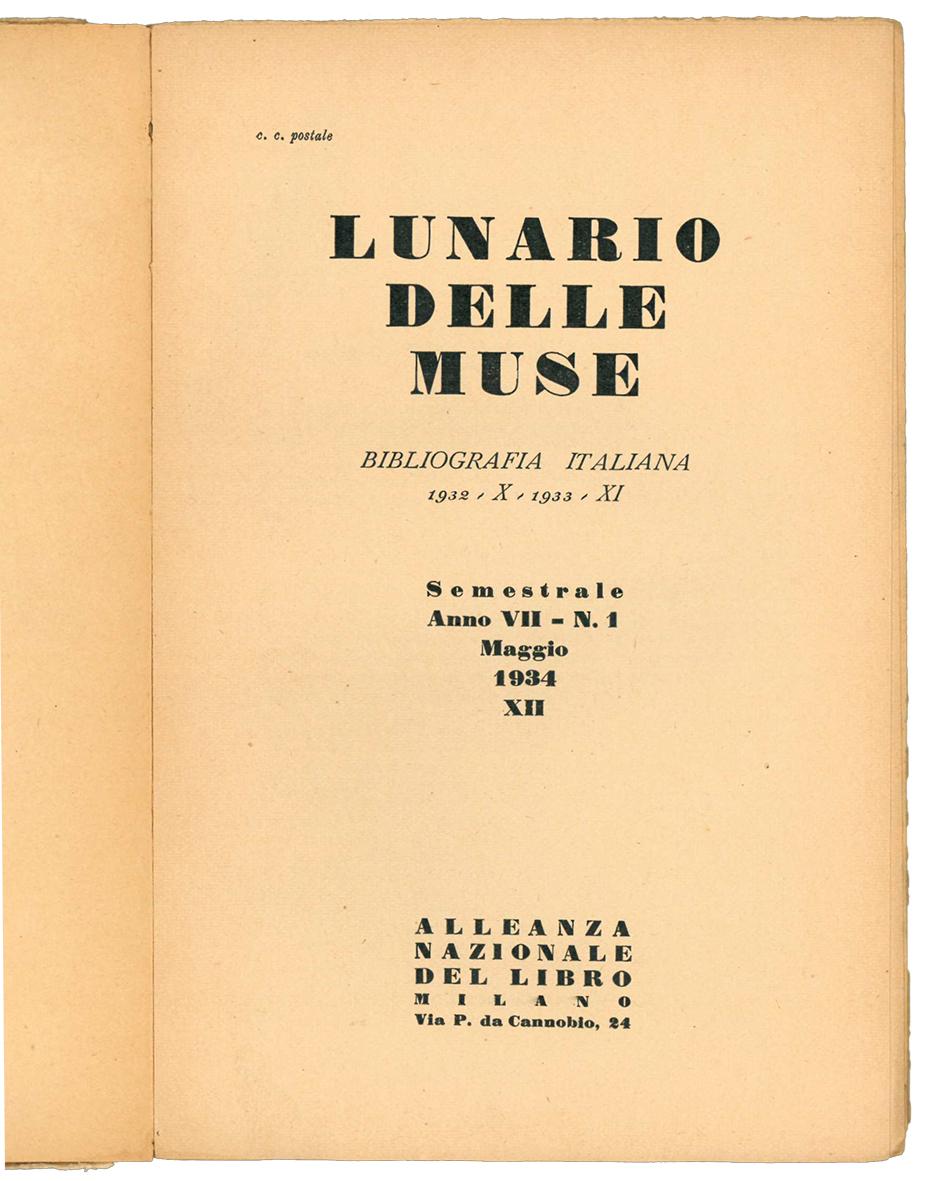 Lunario delle muse. Bibliografia italiana semestrale.