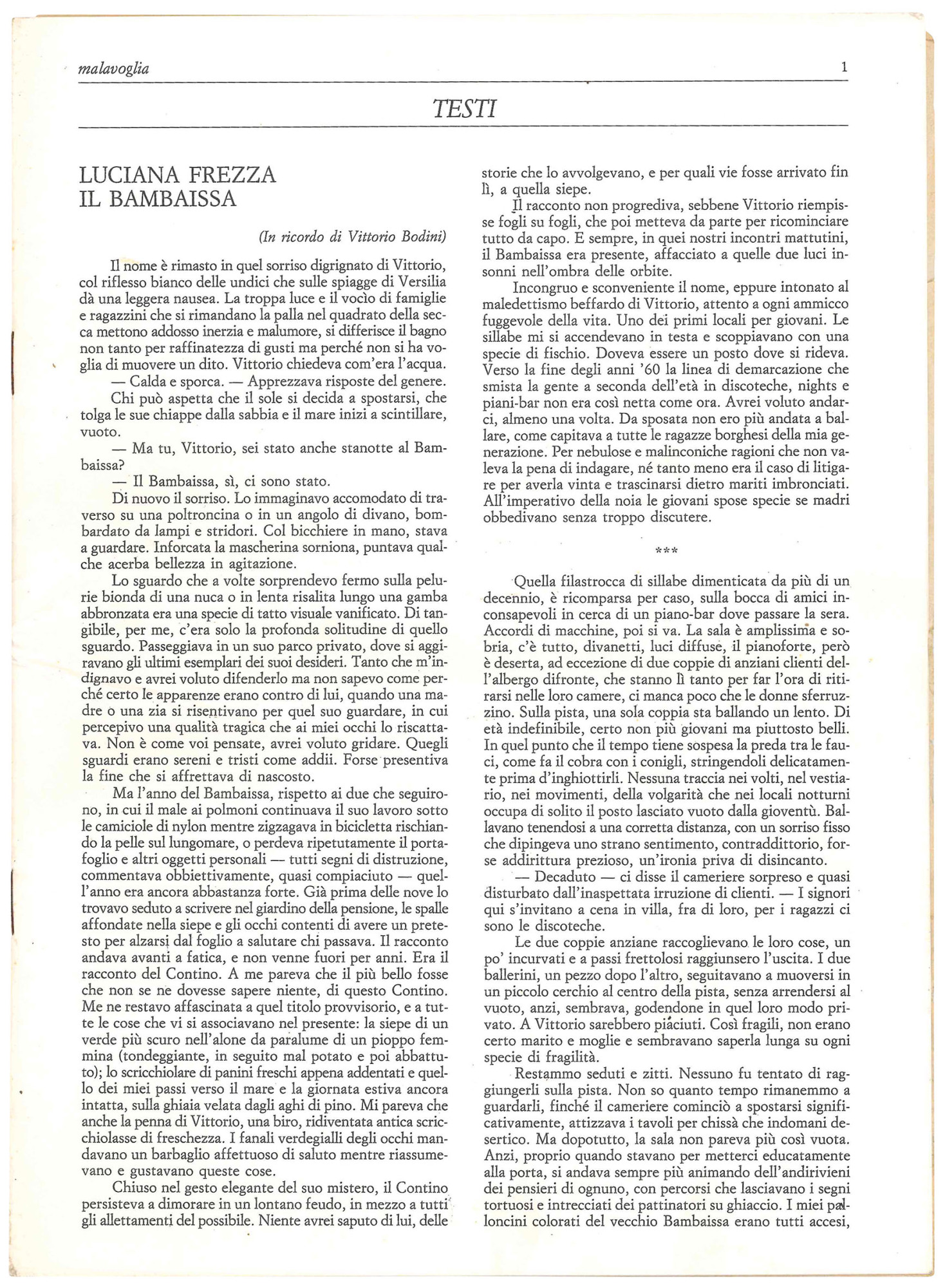 "malavoglia". N. 2. Dicembre 1988.