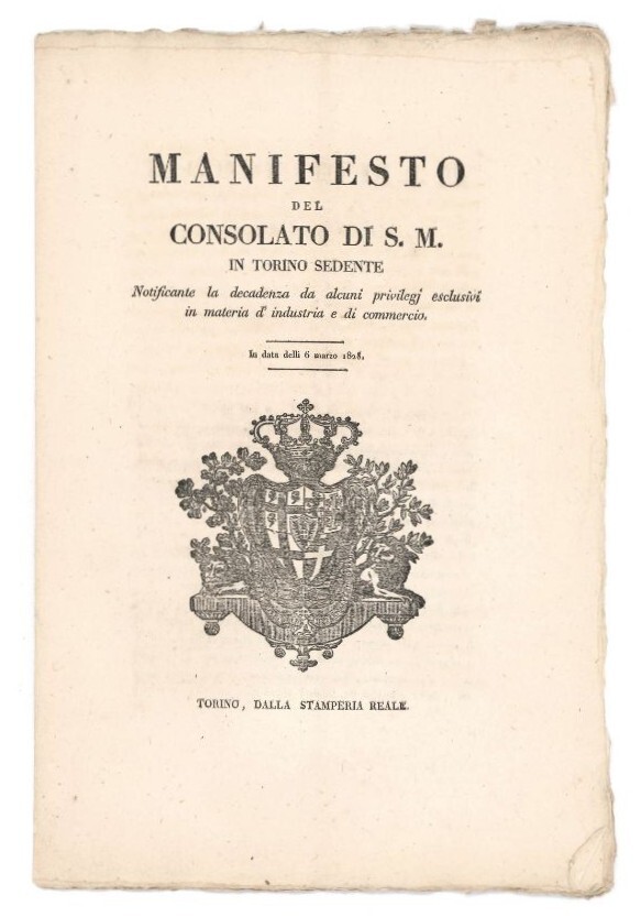 Manifesto del consolato di S. M. in Torino sedente notificante …