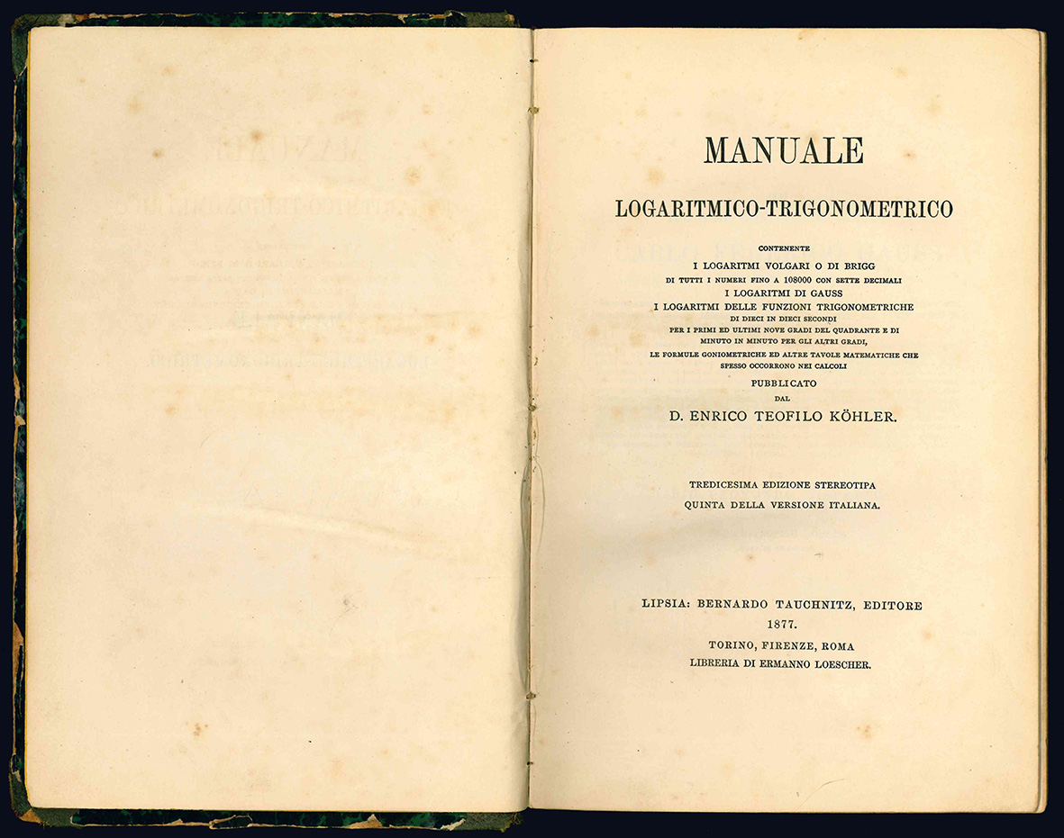 Manuale logaritmico-trigonometrico contente i logaritmi volgari o di Brigg di …