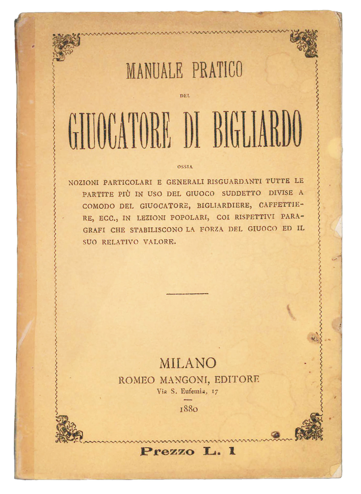 Manuale pratico del giocatore di bigliardo.