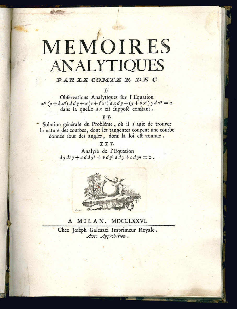 Memoires analytiques par le comte R. de C. 1. Observations …