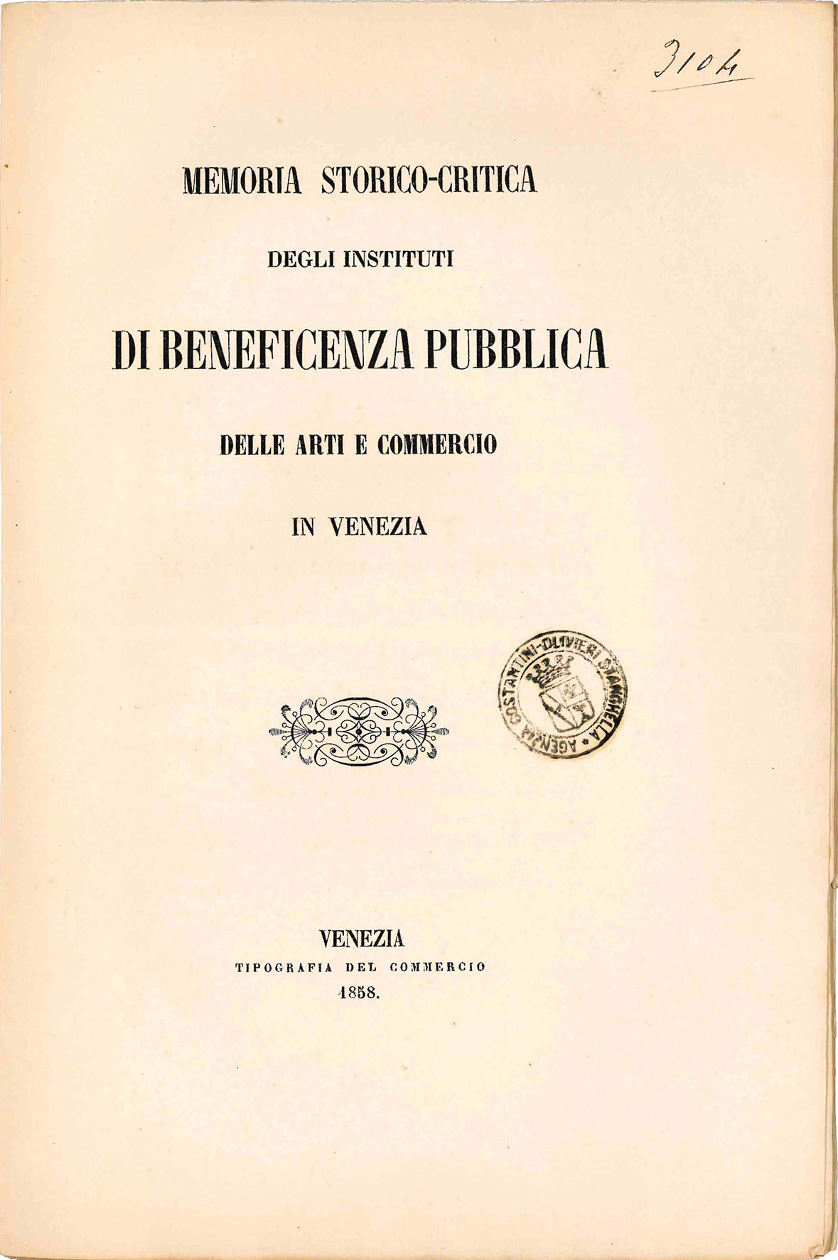 Memoria storico - critica degli instituti di beneficenza pubblica delle …