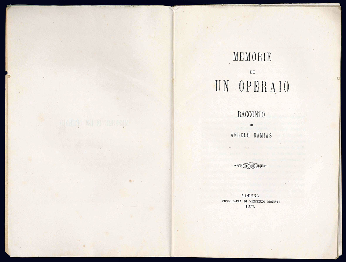Memorie di un operaio. Racconto.