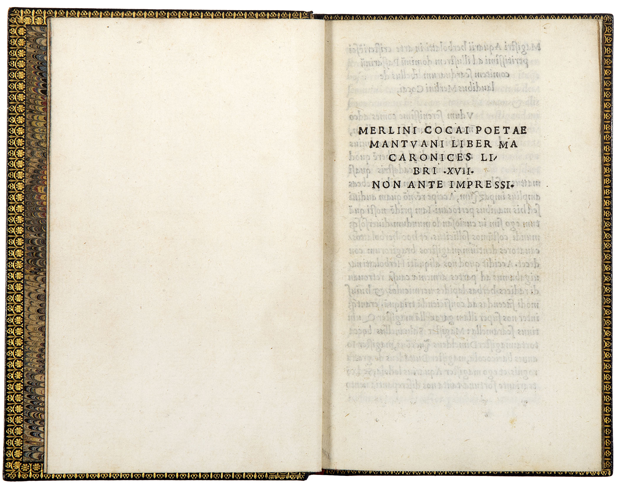 Merlini Cocai poetae mantuani liber Macaronices libri XVII. Non ante …