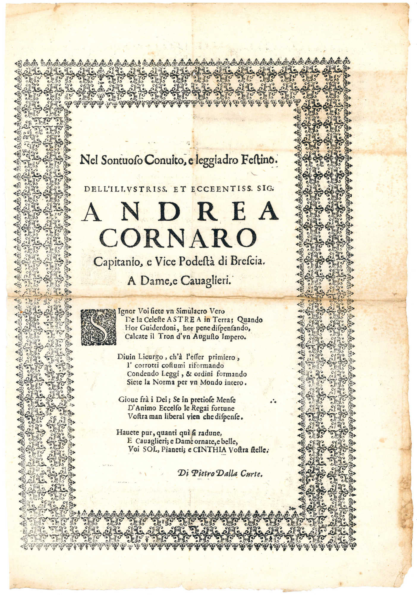 Nel sontuoso Convito, e Leggiadro Festino. Dell'Illustriss. et Ecceentiss. [sic] …