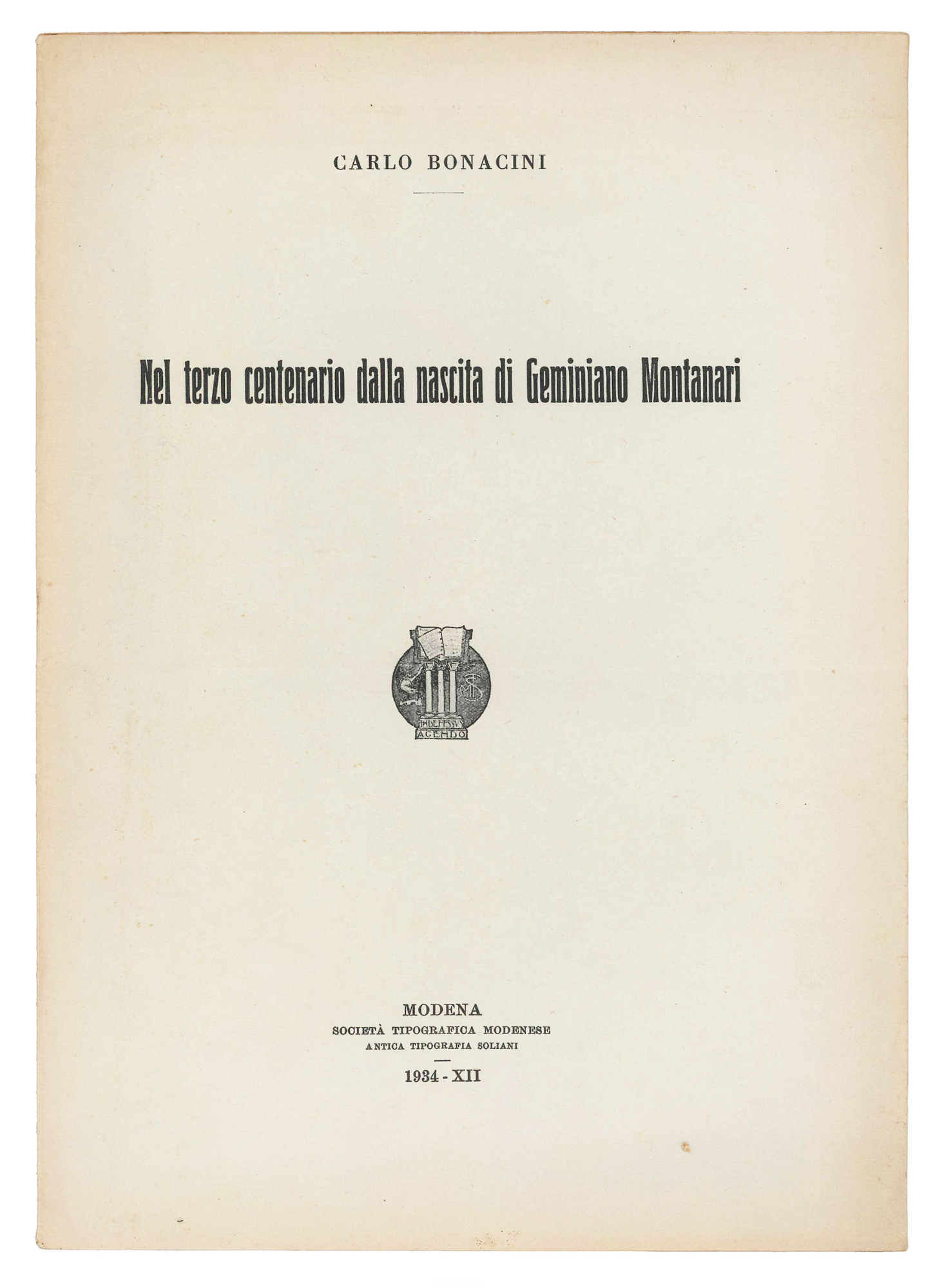 Nel terzo centenario dalla nascita di Geminiano Montanari.